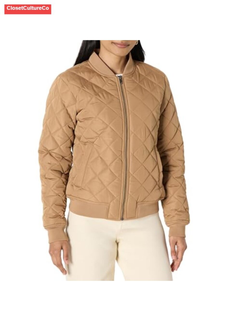 Women's Water-Repellent Quilted Bomber Jacket Regular Fit Midweight